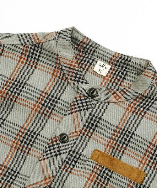 apres les cours（アプレレクール）の「バンドカラーチェックシャツ（シャツ/ブラウス・キッズ・レッド/グレー・110/130/140/80/100/120/90）」の11枚目の写真