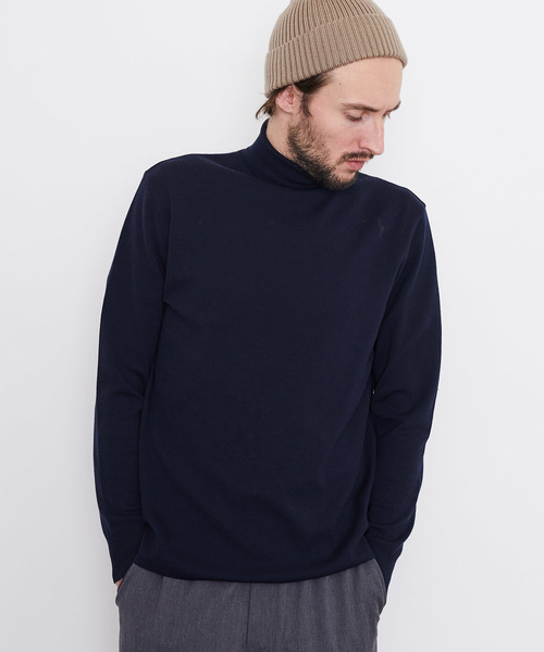 UNITED TOKYO（ユナイテッドトウキョウ）の「Super120's 18Gウォッシャブルタートル（ニット/セーター・メンズ・ブラック/ライトグリーン/マルチ/ネイビー/オフホワイト/レッド/バーガンディー/マスタード/テラコッタ/チャコールグレー・1/2/3）」の7枚目の写真