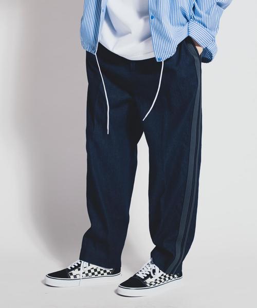 MONKEY TIME（モンキータイム）の「＜monkey time＞ DENIM LINE WIDE 1P PANTS/ワイドパンツ（デニムパンツ・メンズ・ネイビー・SMALL/LARGE/MEDIUM）」の6枚目の写真