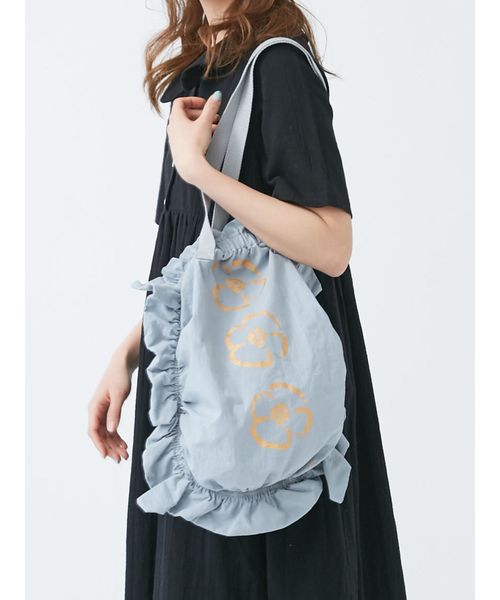 merry jenny（メリージェニー）の「ギャザーフリルトート（ハンドバッグ・レディース・ライトブルー/オフホワイト/ブラック・FREE）」の3枚目の写真