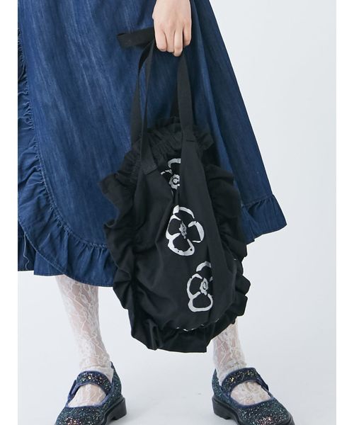 merry jenny（メリージェニー）の「ギャザーフリルトート（ハンドバッグ・レディース・ライトブルー/オフホワイト/ブラック・FREE）」の2枚目の写真