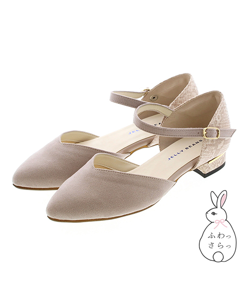 JELLY BEANS（ジェリービーンズ）の「Ｖカットセパレートパンプス<ふわさら>(109-9646)JELLY BEANS(ジェリービーンズ)（パンプス・レディース・ブラック/パープル/イエロー/プラチナム/レッド/チェック/シルバー/グレー系その他/バイオレット/キャメル/ダークグレー/オレンジ/ラベンダー/ベージュ/ライトピンク・23/24/25/22/25.5/22.5/24.5/23.5/21.5）」の4枚目の写真
