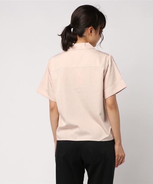 MOUSSY（マウジー）の「STITCHED OPEN SHIRT（シャツ/ブラウス・レディース・ダークネイビー/ライトピンク/ボルドー・FREE）」の4枚目の写真
