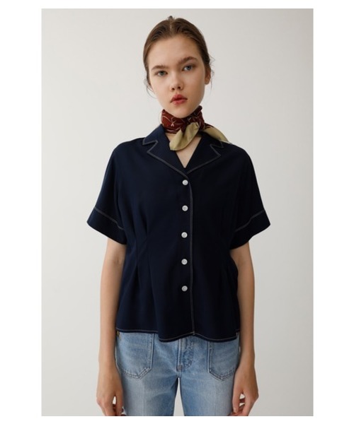 MOUSSY（マウジー）の「STITCHED OPEN SHIRT（シャツ/ブラウス・レディース・ダークネイビー/ライトピンク/ボルドー・FREE）」の18枚目の写真