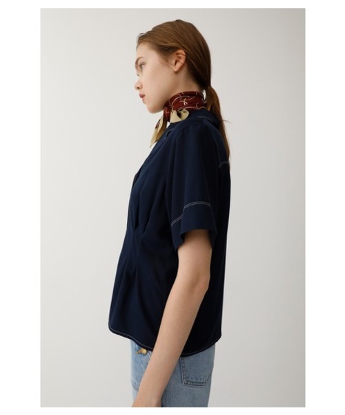 MOUSSY（マウジー）の「STITCHED OPEN SHIRT（シャツ/ブラウス・レディース・ダークネイビー/ライトピンク/ボルドー・FREE）」の19枚目の写真