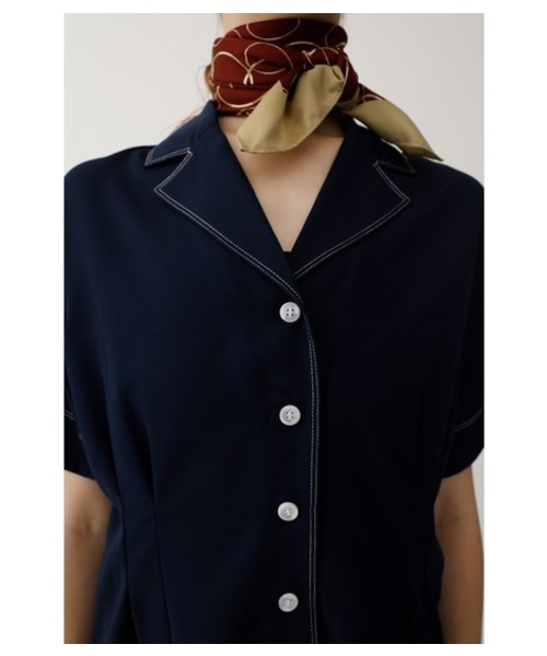 MOUSSY（マウジー）の「STITCHED OPEN SHIRT（シャツ/ブラウス・レディース・ダークネイビー/ライトピンク/ボルドー・FREE）」の22枚目の写真
