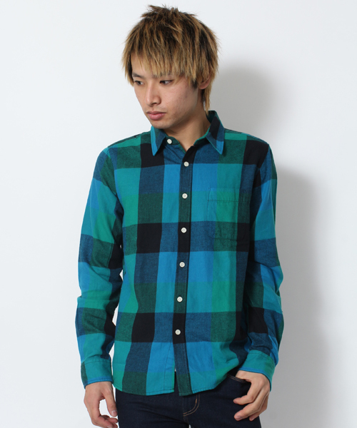 WEGO(ウィゴー)の「WEGO/ネルブロックチェックシャツ(シャツ/ブラウス・メンズ・ホワイト/ブラック/グリーン/イエロー/レッド/ホワイト系その他/グリーン系その他/ブルー/ブルー系その他/バーガンディー/レッド系その他・MEDIUM/LARGE)」の6枚目の写真
