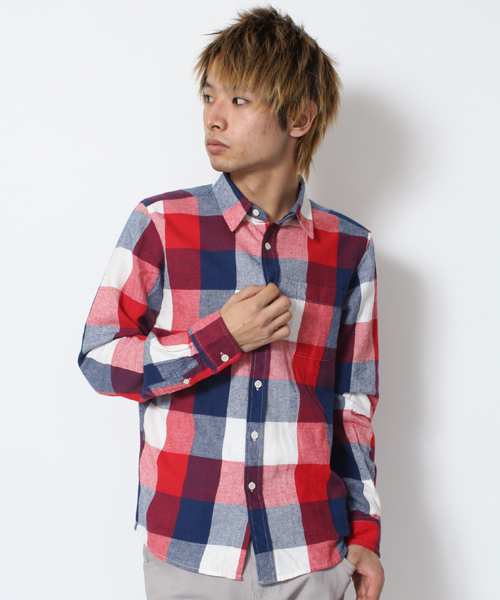 WEGO(ウィゴー)の「WEGO/ネルブロックチェックシャツ(シャツ/ブラウス・メンズ・ホワイト/ブラック/グリーン/イエロー/レッド/ホワイト系その他/グリーン系その他/ブルー/ブルー系その他/バーガンディー/レッド系その他・MEDIUM/LARGE)」の11枚目の写真