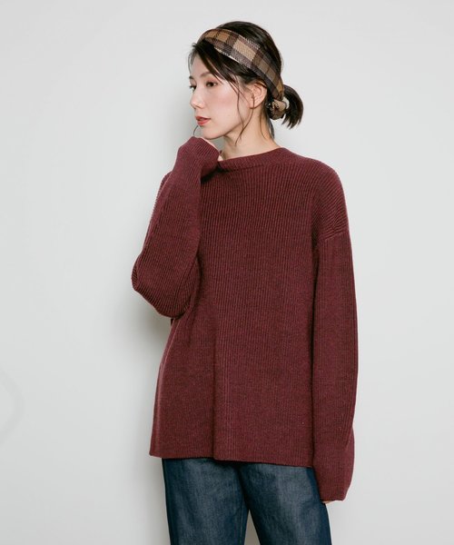 Curensology（カレンソロジー）の「Curensology(カレンソロジー)/バックポイントプルオーバー（ニット/セーター・レディース・ホワイト/ボルドー/スモークグレー・FREE）」の5枚目の写真