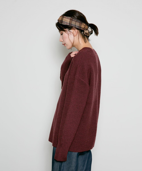 Curensology（カレンソロジー）の「Curensology(カレンソロジー)/バックポイントプルオーバー（ニット/セーター・レディース・ホワイト/ボルドー/スモークグレー・FREE）」の19枚目の写真