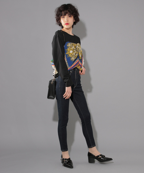 PAGEBOY（ページボーイ）の「スカーフレイヤードプルオーバー（Tシャツ/カットソー・レディース・オフホワイト/ブラック・FREE）」の10枚目の写真