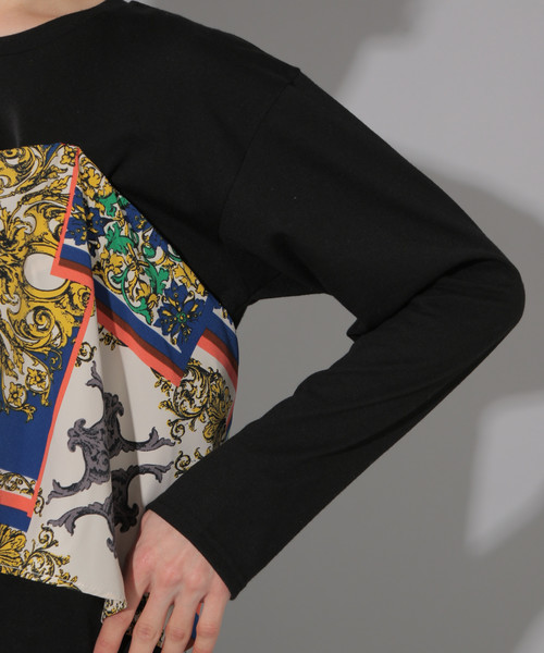 PAGEBOY（ページボーイ）の「スカーフレイヤードプルオーバー（Tシャツ/カットソー・レディース・オフホワイト/ブラック・FREE）」の8枚目の写真