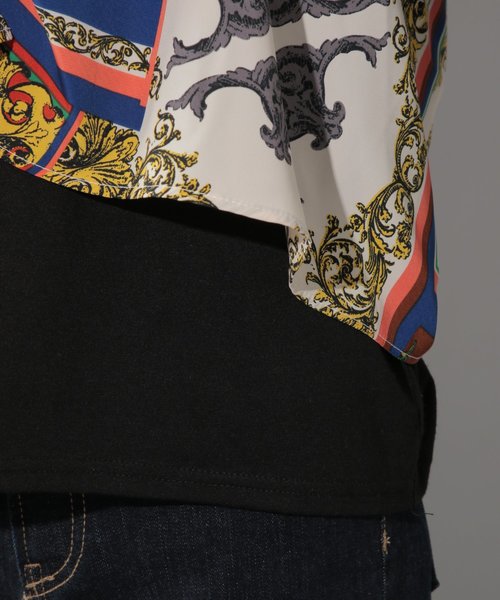 PAGEBOY（ページボーイ）の「スカーフレイヤードプルオーバー（Tシャツ/カットソー・レディース・オフホワイト/ブラック・FREE）」の4枚目の写真