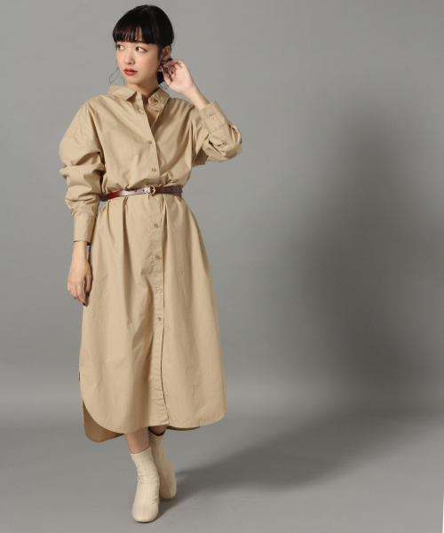 LOWRYS FARM（ローリーズファーム）の「ロングシャツワンピース　823905（シャツワンピース・レディース・ベージュ/オフホワイト/カーキ/ブルー/ストライプ・FREE）」の3枚目の写真