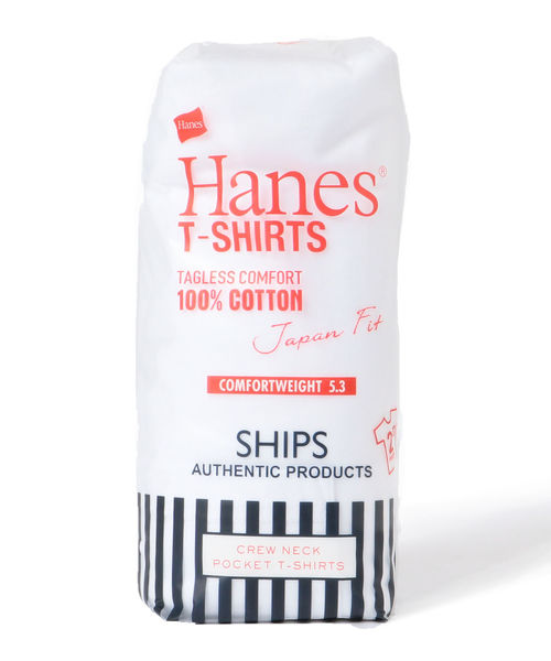 HANES（ヘインズ）の「Hanes×SHIPS: 別注 NEW Japan Fit COMFORT WEIGHT 5.3 WHITE PACK with POCKET (2枚組)（Tシャツ/カットソー・メンズ・ホワイト・SMALL/MEDIUM/LARGE/X-LARGE）」の2枚目の写真
