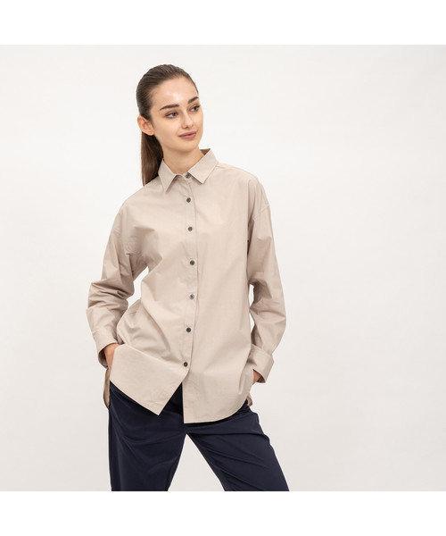 AIGLE(エーグル)の「W コーデュラオーバーシャツチュニック(シャツ/ブラウス・レディース・ホワイト/サンドベージュ・40/38/36)」の1枚目の写真