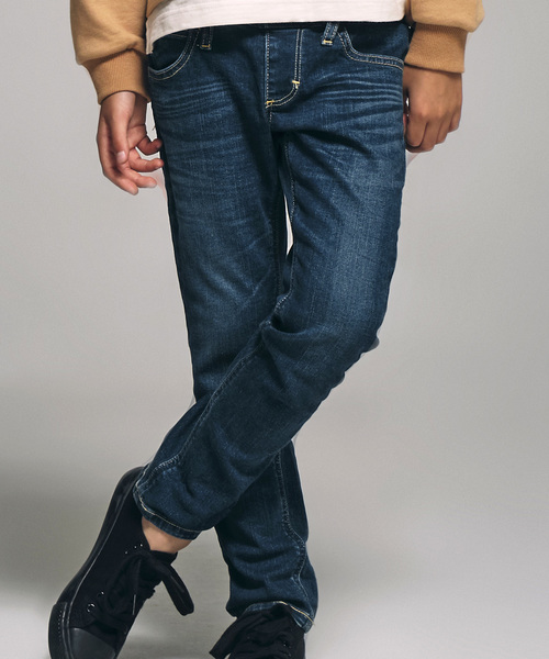 Lee(リー)の「LEE/リー ストレッチテーパードパンツ(デニムパンツ・キッズ・ダークインディゴブルー/ライトインディゴブルー/ベージュ/ブラック・100cm/120cm/90cm/110cm)」の1枚目の写真