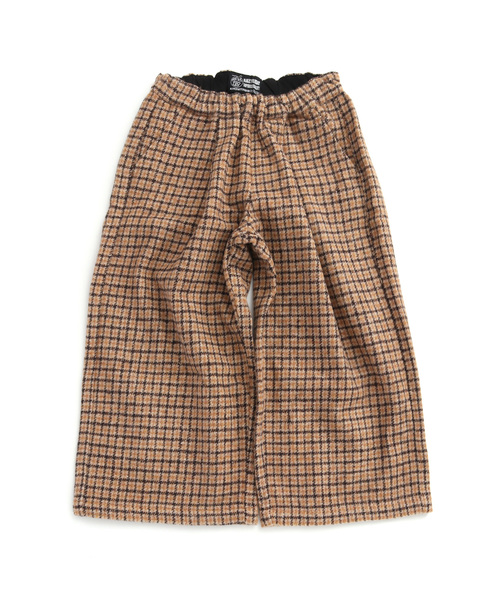 MAKE YOUR DAY(メイクユアデイ)の「厚手先染チェック ワイドパンツ■80~140cm(その他パンツ・キッズ・ベージュ/グレー・90/100/110/120/80/130/140)」の2枚目の写真