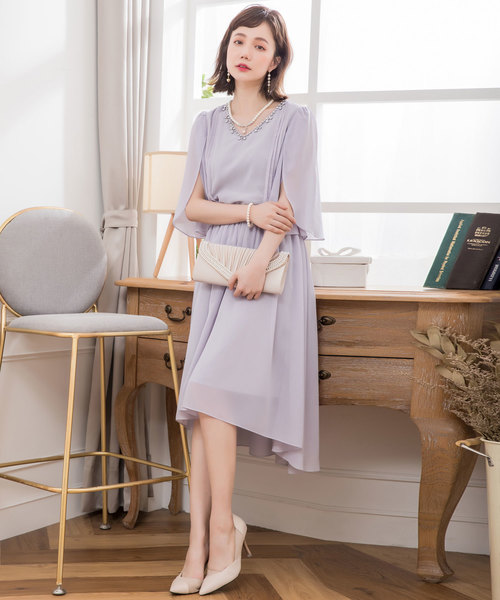 セール 結婚式ワンピースビジュー付きフィッシュテールシフォンパーティードレス ドレス Dress Star ドレス スター のファッション通販 Zozotown