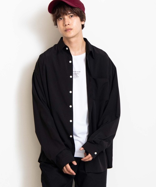 WEGO（ウィゴー）の「WEGO/ビッグシルエットポプリンシャツ（シャツ/ブラウス・メンズ・ホワイト/ブラック/ピンク/ベージュ・MEDIUM/LARGE）」の3枚目の写真