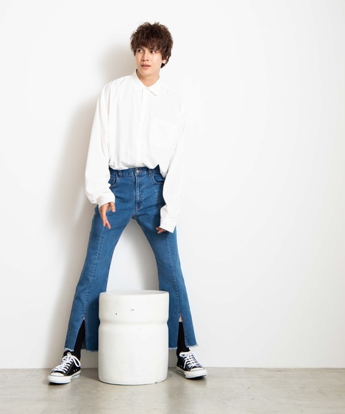 WEGO（ウィゴー）の「WEGO/ビッグシルエットポプリンシャツ（シャツ/ブラウス・メンズ・ホワイト/ブラック/ピンク/ベージュ・MEDIUM/LARGE）」の7枚目の写真