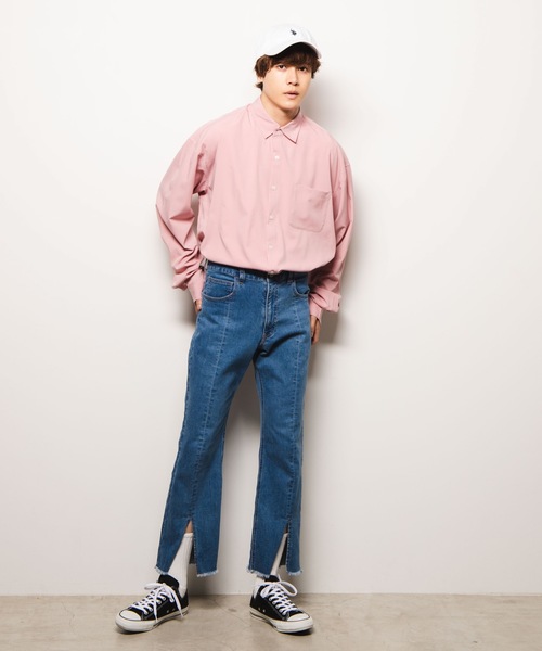 WEGO（ウィゴー）の「WEGO/ビッグシルエットポプリンシャツ（シャツ/ブラウス・メンズ・ホワイト/ブラック/ピンク/ベージュ・MEDIUM/LARGE）」の20枚目の写真