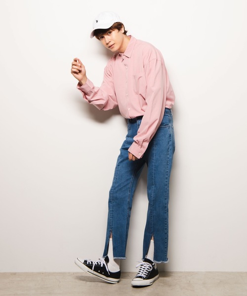 WEGO（ウィゴー）の「WEGO/ビッグシルエットポプリンシャツ（シャツ/ブラウス・メンズ・ホワイト/ブラック/ピンク/ベージュ・MEDIUM/LARGE）」の21枚目の写真