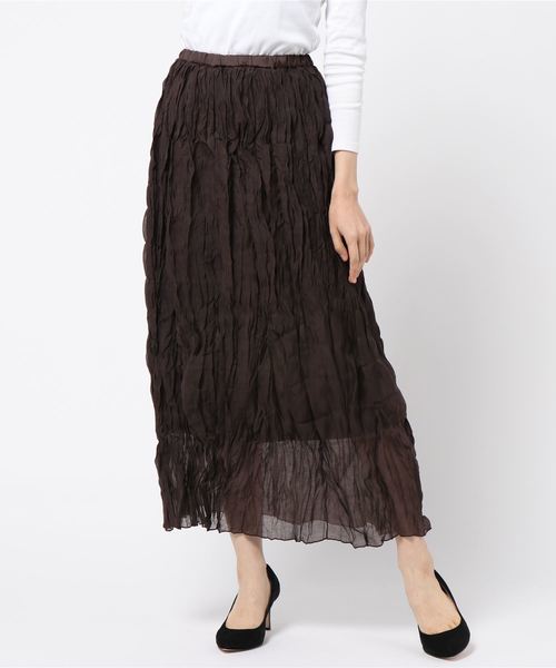 flower（フラワー）の「フェミニンシアースカート（スカート・レディース・ピンク/ブラウン・FREE）」の2枚目の写真