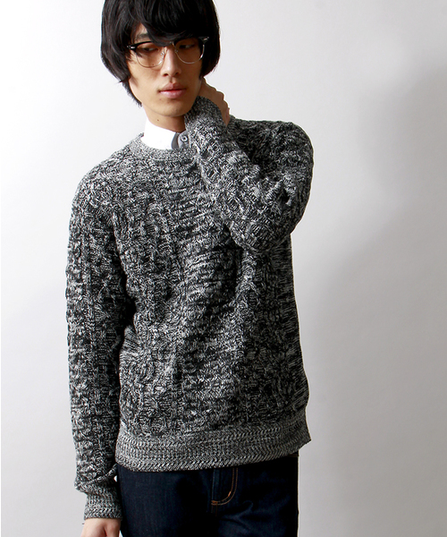 WEGO（ウィゴー）の「WEGO/フィッシャーマンニット（ニット/セーター・メンズ・ホワイト/グレー/ブルー系その他/ワイン/ブラック系その他/ブルー/レッド系その他・MEDIUM/LARGE）」の3枚目の写真