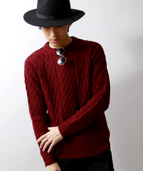 WEGO（ウィゴー）の「WEGO/フィッシャーマンニット（ニット/セーター・メンズ・ホワイト/グレー/ブルー系その他/ワイン/ブラック系その他/ブルー/レッド系その他・MEDIUM/LARGE）」の7枚目の写真