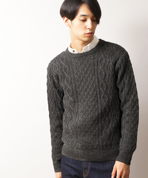 WEGO（ウィゴー）の「WEGO/フィッシャーマンニット（ニット/セーター・メンズ・ホワイト/グレー/ブルー系その他/ワイン/ブラック系その他/ブルー/レッド系その他・MEDIUM/LARGE）」の4枚目の写真