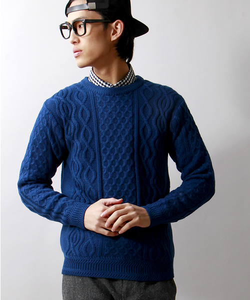 WEGO（ウィゴー）の「WEGO/フィッシャーマンニット（ニット/セーター・メンズ・ホワイト/グレー/ブルー系その他/ワイン/ブラック系その他/ブルー/レッド系その他・MEDIUM/LARGE）」の5枚目の写真