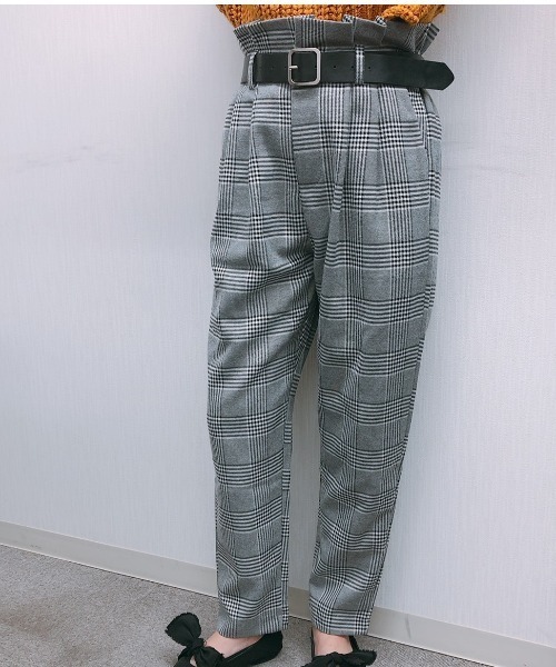 ap retro(アプレトロ)の「ベルト付ハイウエストチェックパンツ【ZOZO限定アイテム】(その他パンツ・レディース・ブラック/ベージュ・FREE)」の1枚目の写真