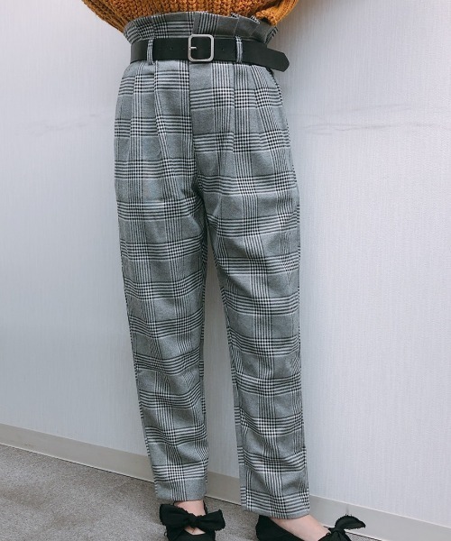 ap retro(アプレトロ)の「ベルト付ハイウエストチェックパンツ【ZOZO限定アイテム】(その他パンツ・レディース・ブラック/ベージュ・FREE)」の3枚目の写真