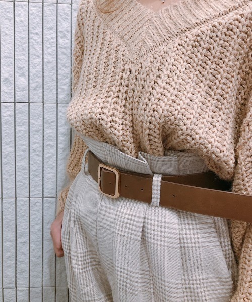 ap retro(アプレトロ)の「ベルト付ハイウエストチェックパンツ【ZOZO限定アイテム】(その他パンツ・レディース・ブラック/ベージュ・FREE)」の10枚目の写真