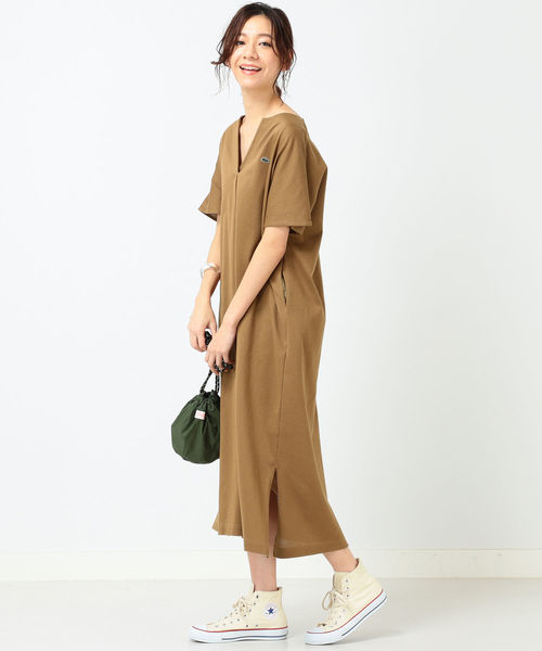 Lacoste By Beams By ワンピース By ss R ワンピース B Ming B Ming スリットネック Beams ビーミングバイビームス のファッション