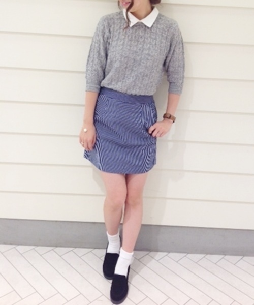 Chico(チコ)の「ストライプBOXスカート(スカート・レディース・ネイビー・FREE)」の12枚目の写真