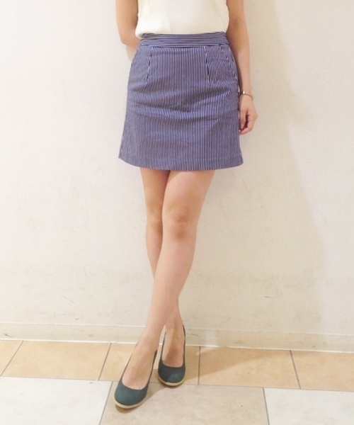 Chico(チコ)の「ストライプBOXスカート(スカート・レディース・ネイビー・FREE)」の13枚目の写真