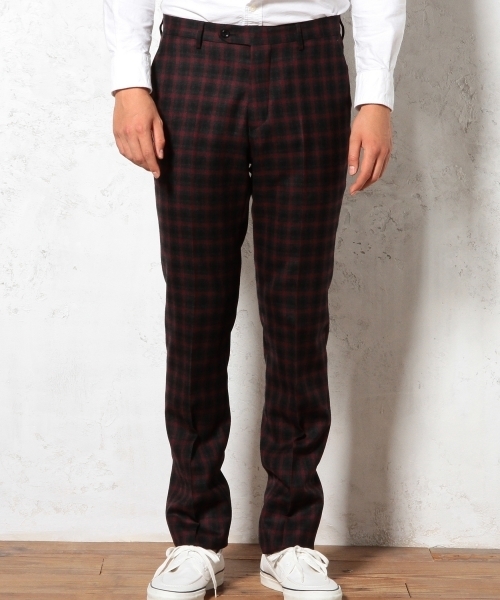 green label relaxing（グリーンレーベルリラクシング）の「□WOOL DK/TTN/CHK S/NOP パンツ ◆（スラックス・メンズ・ネイビー/ダークグレー・LARGE/MEDIUM/X-LARGE/SMALL）」の5枚目の写真