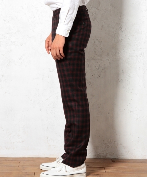 green label relaxing（グリーンレーベルリラクシング）の「□WOOL DK/TTN/CHK S/NOP パンツ ◆（スラックス・メンズ・ネイビー/ダークグレー・LARGE/MEDIUM/X-LARGE/SMALL）」の6枚目の写真