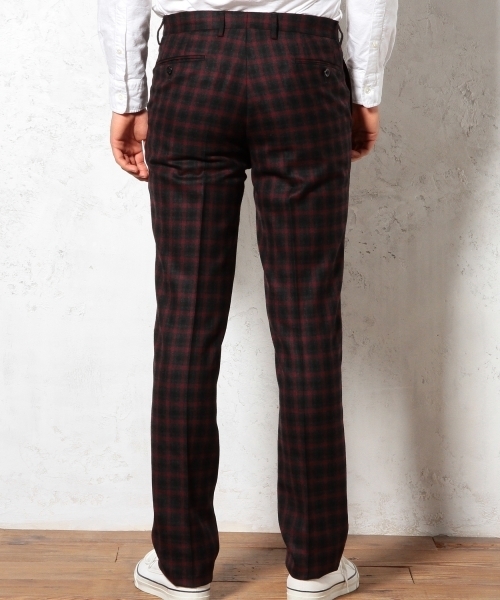 green label relaxing（グリーンレーベルリラクシング）の「□WOOL DK/TTN/CHK S/NOP パンツ ◆（スラックス・メンズ・ネイビー/ダークグレー・LARGE/MEDIUM/X-LARGE/SMALL）」の7枚目の写真