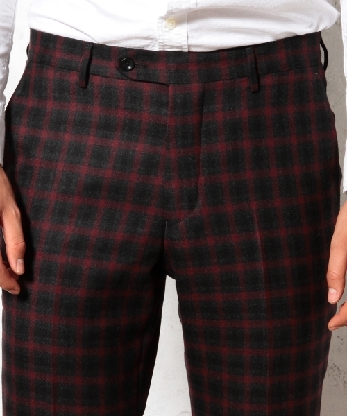 green label relaxing（グリーンレーベルリラクシング）の「□WOOL DK/TTN/CHK S/NOP パンツ ◆（スラックス・メンズ・ネイビー/ダークグレー・LARGE/MEDIUM/X-LARGE/SMALL）」の8枚目の写真