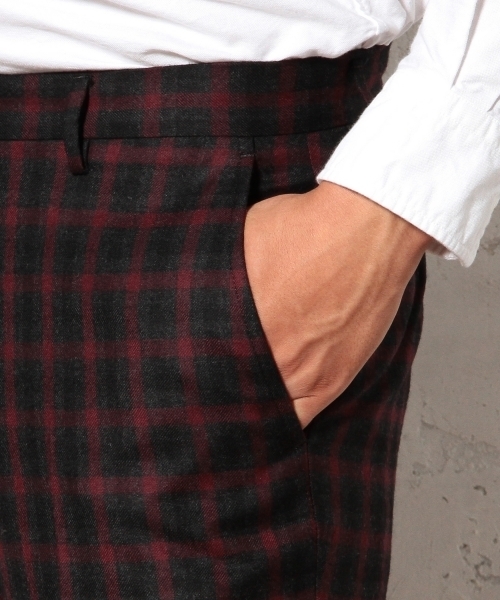 green label relaxing（グリーンレーベルリラクシング）の「□WOOL DK/TTN/CHK S/NOP パンツ ◆（スラックス・メンズ・ネイビー/ダークグレー・LARGE/MEDIUM/X-LARGE/SMALL）」の9枚目の写真