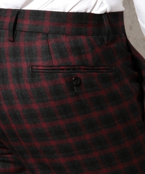 green label relaxing（グリーンレーベルリラクシング）の「□WOOL DK/TTN/CHK S/NOP パンツ ◆（スラックス・メンズ・ネイビー/ダークグレー・LARGE/MEDIUM/X-LARGE/SMALL）」の3枚目の写真
