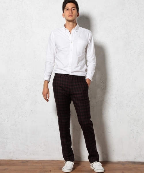 green label relaxing（グリーンレーベルリラクシング）の「□WOOL DK/TTN/CHK S/NOP パンツ ◆（スラックス・メンズ・ネイビー/ダークグレー・LARGE/MEDIUM/X-LARGE/SMALL）」の4枚目の写真