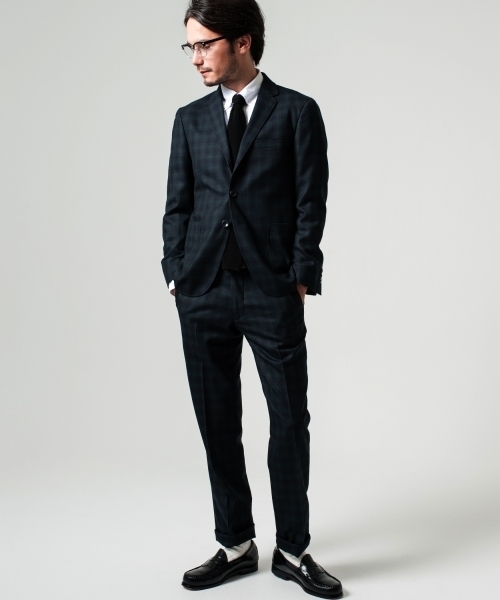 green label relaxing（グリーンレーベルリラクシング）の「□WOOL DK/TTN/CHK S/NOP パンツ ◆（スラックス・メンズ・ネイビー/ダークグレー・LARGE/MEDIUM/X-LARGE/SMALL）」の12枚目の写真