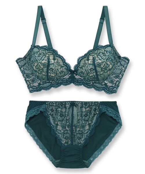 fran de lingerie（フランデランジェリー）の「ノンワイヤーブラ&ショーツセット 脇高 しっかり盛れる スタイルアップワイヤレス（ブラ&ショーツ・レディース・ベージュ/ブルー/グレー/パープル系その他/グレイッシュブルー/ダークグレー/ブルーグリーン/ワイン/ピンク/クリアブラック/セージグリーン/ローズ/ブラウン/ライトグレー/コーラルピンク/パープル/ワインレッド/シルバーグレー/スモークピンク/ブルー系その他3/ライトブラウン/レンガ/チャコールグレー/ナチュラル/ラベンダー/アイボリー/グリーン/カーキ・B65/B70/C70/D70/B75/C65/C75/D65/D75/E65/E70/E75/F65/F70/F75/G65/G70/G75/F80/E80/G80/D80/A75/A70/A65）」の17枚目の写真