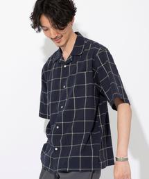 coen | インドコットンチェックオープンカラーシャツ(シャツ/ブラウス)
