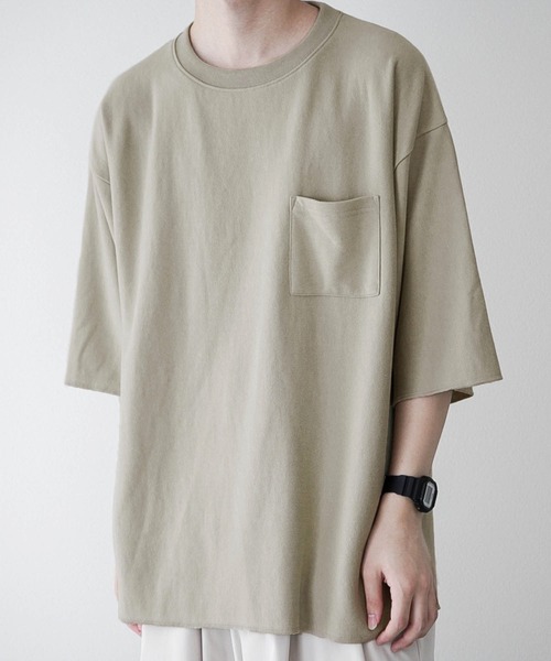 anown（アノン）の「裏毛/カットオフ 1ポケットカットソー【ファッションインフルエンサー JUN×anown 限定コラボ】（Tシャツ/カットソー・メンズ・ブラック/ミント/ライトベージュ・M/L）」の3枚目の写真