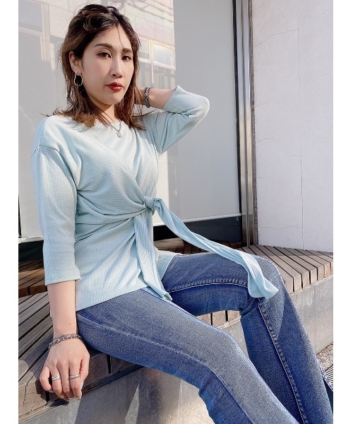 one way（ワンウェイ）の「フロントシバリＴＯＰＳ（Tシャツ/カットソー・レディース・ホワイト/ベージュ/ブラック/ライトグリーン・FREE）」の6枚目の写真